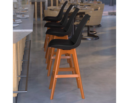 BLNK™ Dana Commercial LeatherSoft Modern Counter Stools with Plastic Backrest and Padded Seat Set of 2 - Black