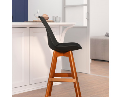 BLNK™ Dana Commercial LeatherSoft Modern Counter Stools with Plastic Backrest and Padded Seat Set of 2 - Black