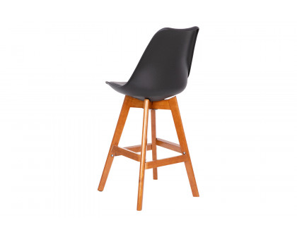 BLNK™ Dana Commercial LeatherSoft Modern Counter Stools with Plastic Backrest and Padded Seat Set of 2 - Black