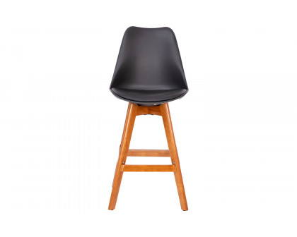 BLNK™ Dana Commercial LeatherSoft Modern Counter Stools with Plastic Backrest and Padded Seat Set of 2 - Black