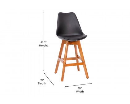 BLNK™ Dana Commercial LeatherSoft Modern Counter Stools with Plastic Backrest and Padded Seat Set of 2 - Black