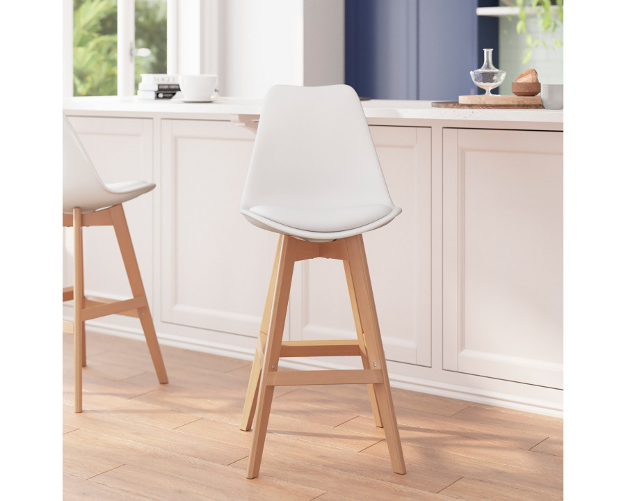 BLNK Dana Commercial LeatherSoft Modern Counter Stools with Plastic Backrest and Padded Seat Set of 2