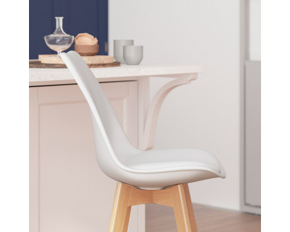 BLNK™ Dana Commercial LeatherSoft Modern Counter Stools with Plastic Backrest and Padded Seat Set of 2 - White