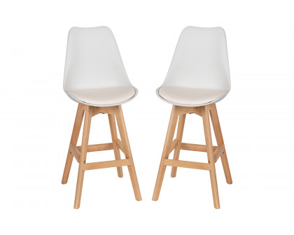 BLNK™ Dana Commercial LeatherSoft Modern Counter Stools with Plastic Backrest and Padded Seat Set of 2 - White