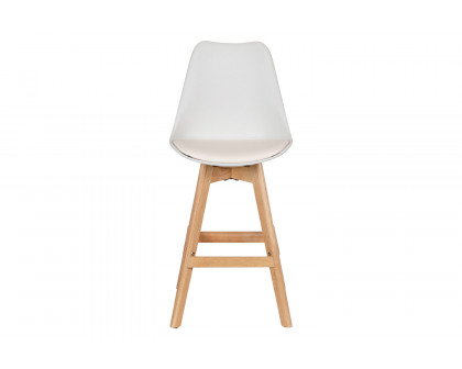 BLNK™ Dana Commercial LeatherSoft Modern Counter Stools with Plastic Backrest and Padded Seat Set of 2 - White