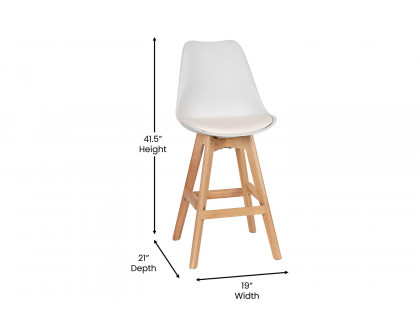 BLNK™ Dana Commercial LeatherSoft Modern Counter Stools with Plastic Backrest and Padded Seat Set of 2 - White