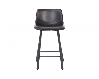 BLNK Caleb Commercial LeatherSoft Armless Counter Height Stools with Footrests with Black Matte Metal Frames Set of 2 - Black