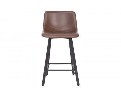 BLNK Caleb Commercial LeatherSoft Armless Counter Height Stools with Footrests with Black Matte Metal Frames Set of 2 - Chocolate Brown