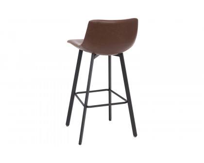 BLNK Caleb LeatherSoft Armless Bar Height Commercial Grade Bar Stools with Footrests and Black Matte Iron Frames Set of 2 - Chocolate Brown