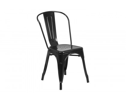 BLNK™ Perry Commercial Metal Indoor-Outdoor Stackable Chair - Black