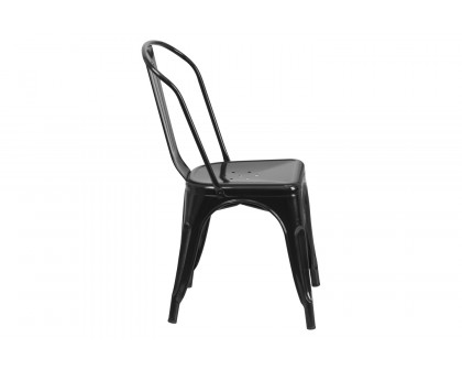 BLNK™ Perry Commercial Metal Indoor-Outdoor Stackable Chair - Black