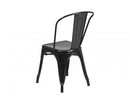 BLNK™ Perry Commercial Metal Indoor-Outdoor Stackable Chair - Black