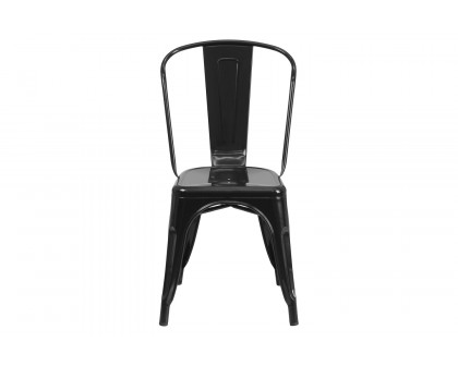 BLNK™ Perry Commercial Metal Indoor-Outdoor Stackable Chair - Black