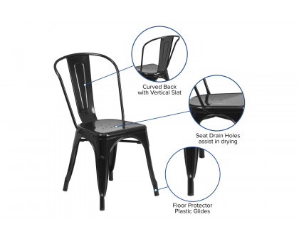 BLNK™ Perry Commercial Metal Indoor-Outdoor Stackable Chair - Black