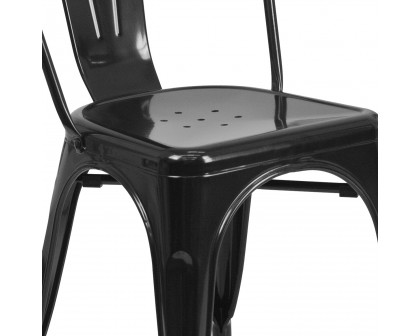 BLNK™ Perry Commercial Metal Indoor-Outdoor Stackable Chair - Black