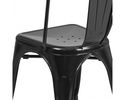 BLNK™ Perry Commercial Metal Indoor-Outdoor Stackable Chair - Black