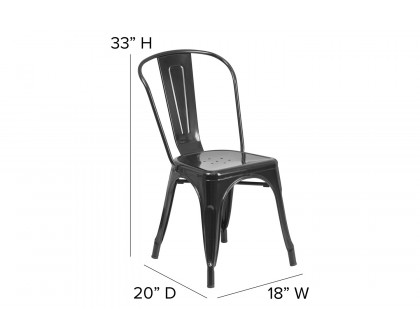 BLNK Perry Commercial Metal Indoor-Outdoor Stackable Chair with Poly Resin Wood Seat - Black