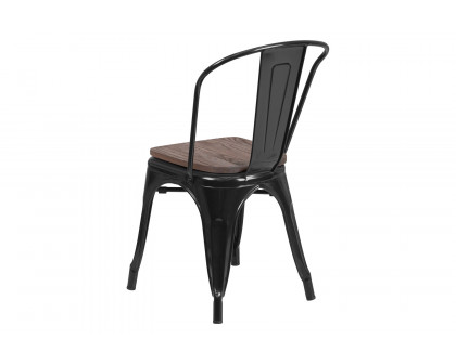 BLNK™ Perry Metal Stackable Chair with Wood Seat - Black