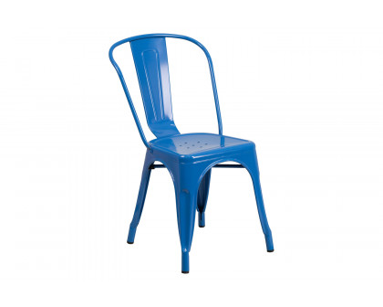 BLNK™ Perry Commercial Metal Indoor-Outdoor Stackable Chair - Blue