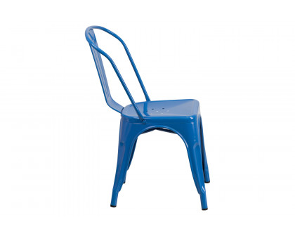 BLNK™ Perry Commercial Metal Indoor-Outdoor Stackable Chair - Blue