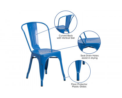 BLNK™ Perry Commercial Metal Indoor-Outdoor Stackable Chair - Blue