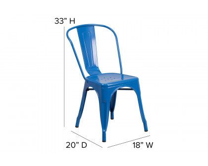 BLNK™ Perry Commercial Metal Indoor-Outdoor Stackable Chair - Blue