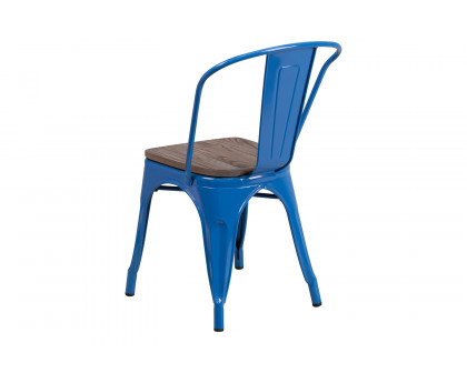 BLNK™ Perry Metal Stackable Chair with Wood Seat - Blue