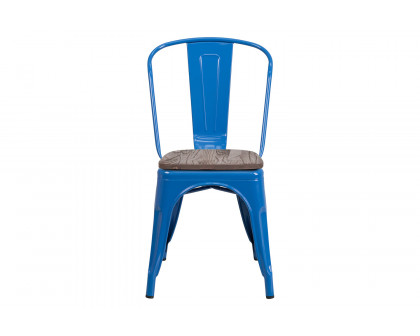 BLNK™ Perry Metal Stackable Chair with Wood Seat - Blue