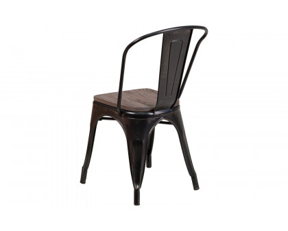 BLNK™ Perry Metal Stackable Chair with Wood Seat - Black/Antique Gold