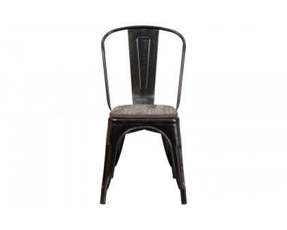 BLNK™ Perry Metal Stackable Chair with Wood Seat - Black/Antique Gold