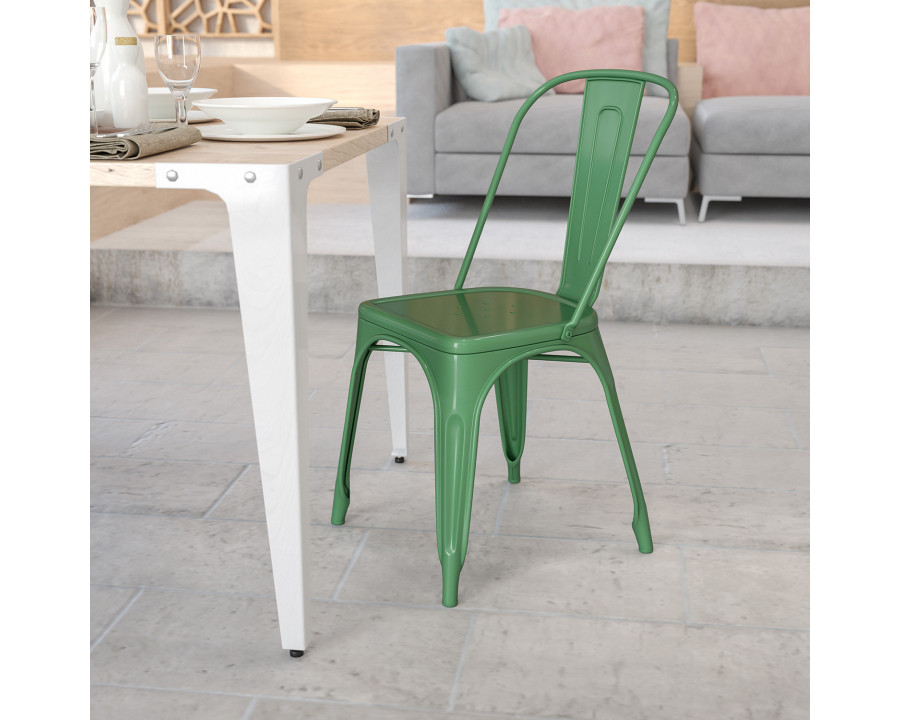 BLNK Perry Commercial Metal Indoor-Outdoor Stackable Chair - Green