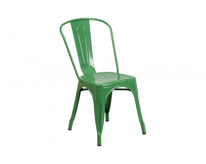 BLNK Perry Commercial Metal Indoor-Outdoor Stackable Chair - Green