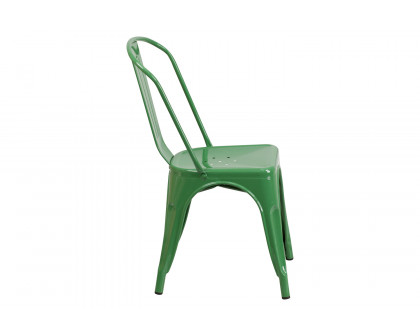 BLNK Perry Commercial Metal Indoor-Outdoor Stackable Chair - Green