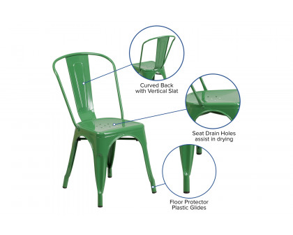 BLNK Perry Commercial Metal Indoor-Outdoor Stackable Chair - Green