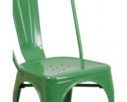 BLNK Perry Commercial Metal Indoor-Outdoor Stackable Chair - Green