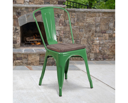 BLNK Perry Metal Stackable Chair with Wood Seat