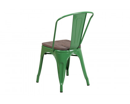 BLNK™ Perry Metal Stackable Chair with Wood Seat - Green