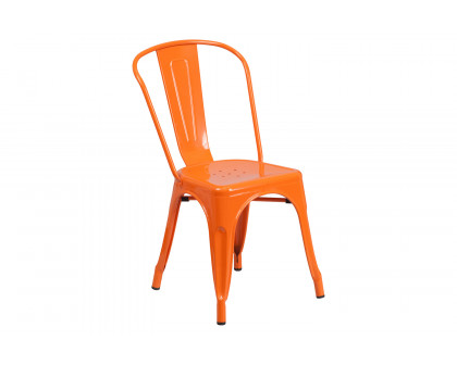 BLNK Perry Commercial Metal Indoor-Outdoor Stackable Chair - Orange