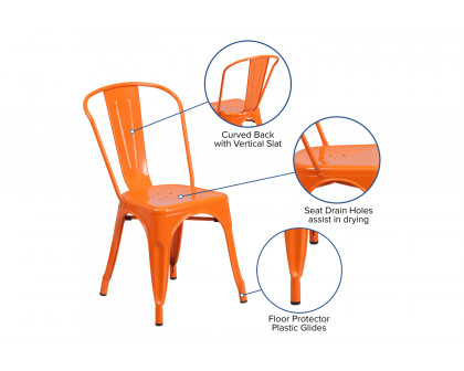 BLNK Perry Commercial Metal Indoor-Outdoor Stackable Chair - Orange