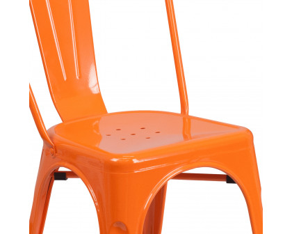 BLNK Perry Commercial Metal Indoor-Outdoor Stackable Chair - Orange