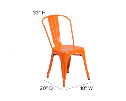 BLNK Perry Commercial Metal Indoor-Outdoor Stackable Chair - Orange