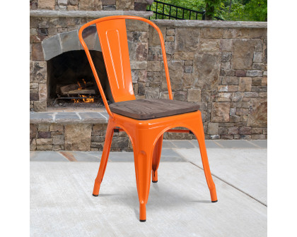 BLNK Perry Metal Stackable Chair with Wood Seat