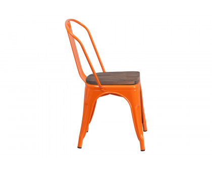 BLNK™ Perry Metal Stackable Chair with Wood Seat - Orange