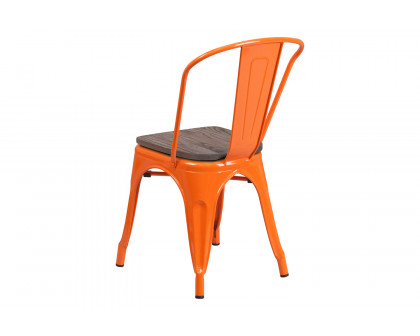 BLNK™ Perry Metal Stackable Chair with Wood Seat - Orange