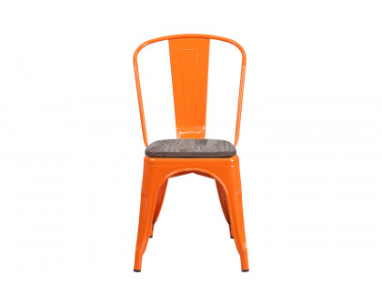 BLNK™ Perry Metal Stackable Chair with Wood Seat - Orange