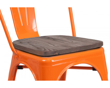 BLNK™ Perry Metal Stackable Chair with Wood Seat - Orange