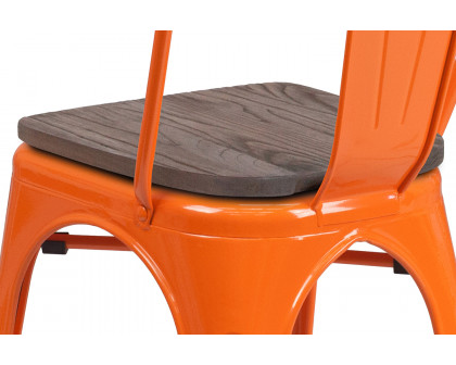 BLNK™ Perry Metal Stackable Chair with Wood Seat - Orange