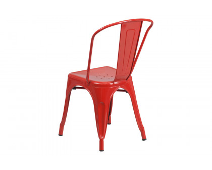 BLNK Perry Commercial Metal Indoor-Outdoor Stackable Chair - Red