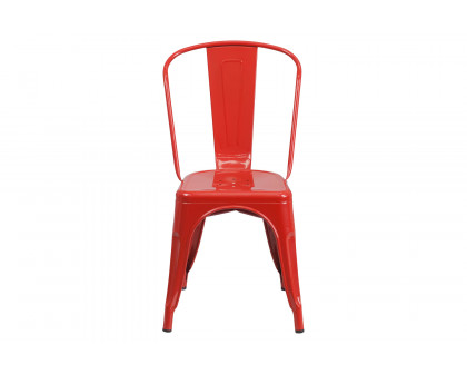 BLNK Perry Commercial Metal Indoor-Outdoor Stackable Chair - Red