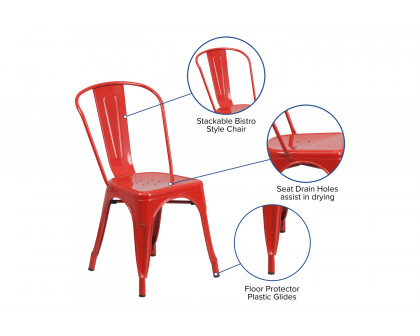 BLNK Perry Commercial Metal Indoor-Outdoor Stackable Chair - Red